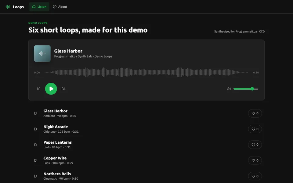 Loops player running in the spotify theme