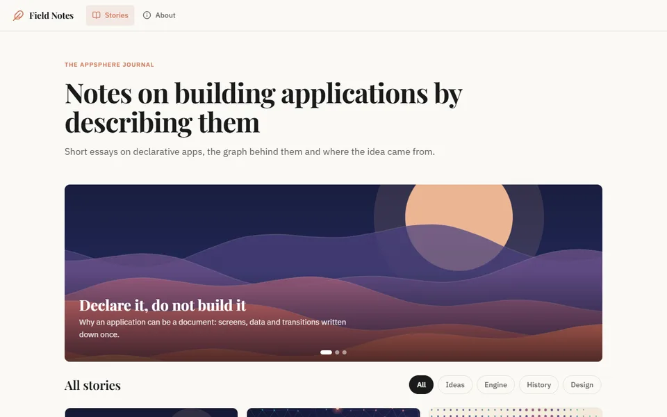 Field Notes blog running in the claude theme