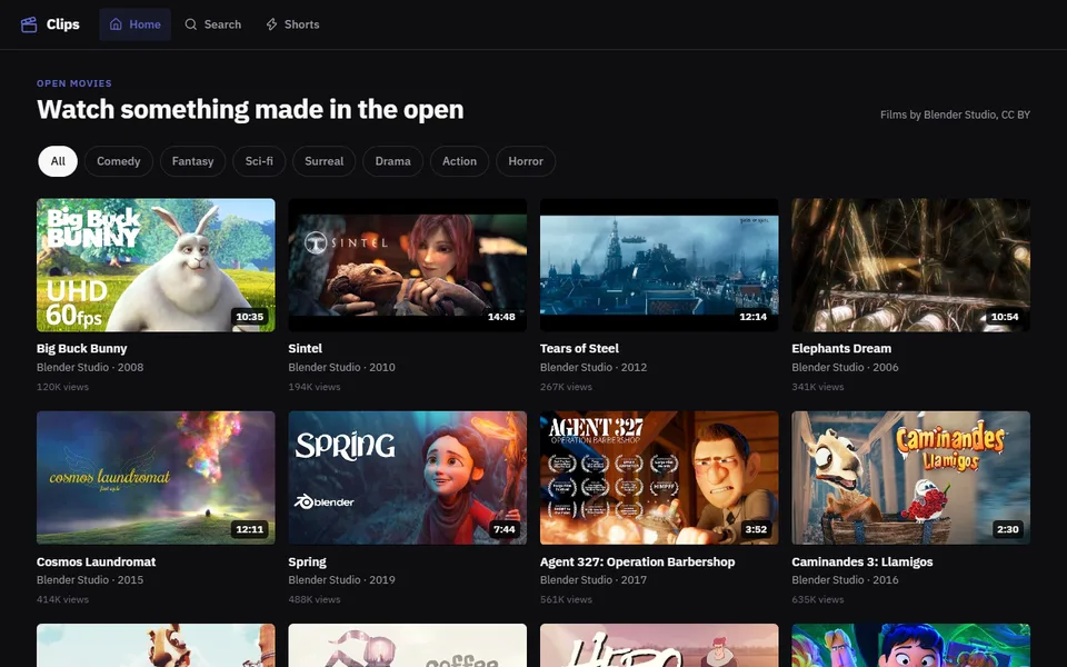 Clips running in the linear theme